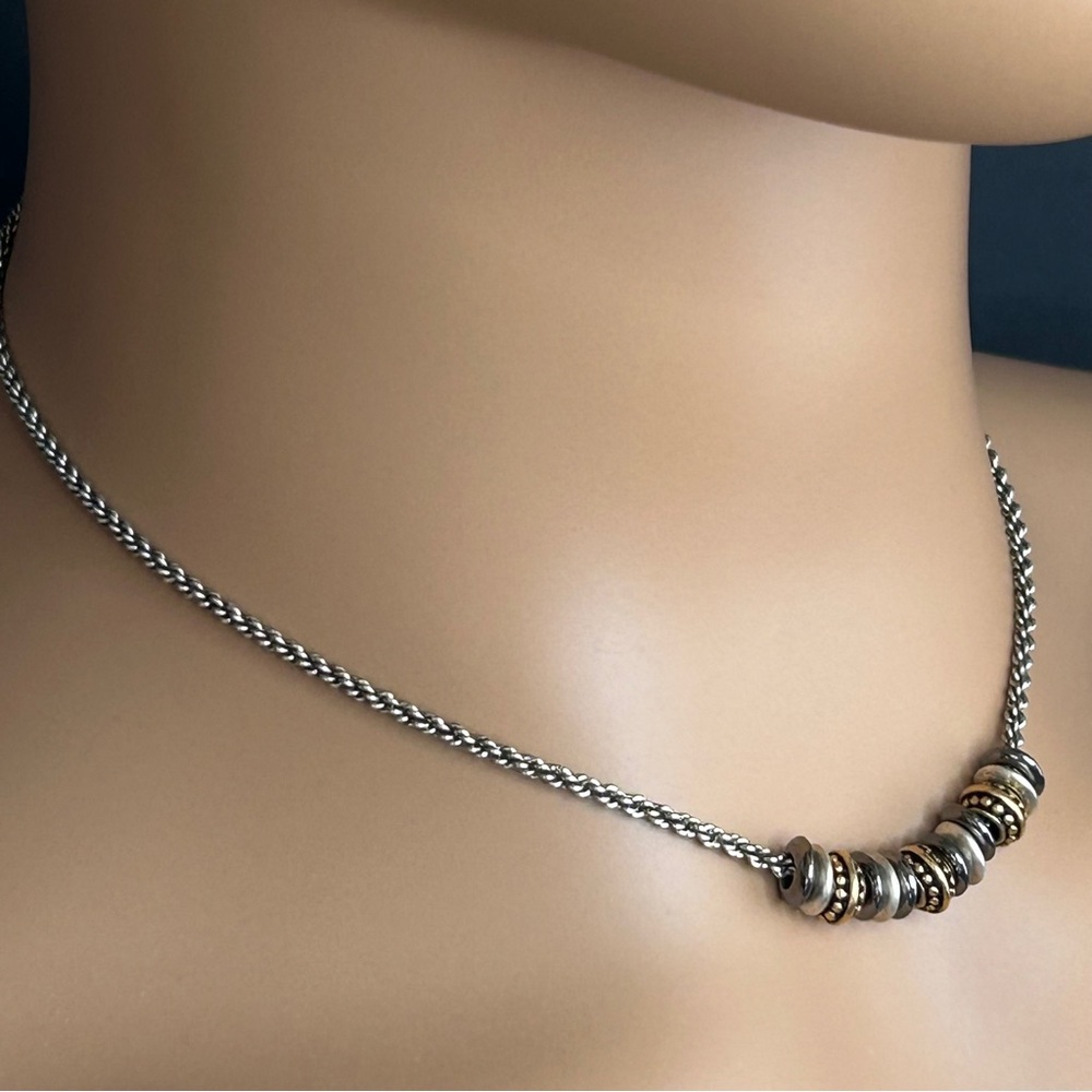 Minimalist Multicolored Mixed Metal Necklace - Picture 4 of 5